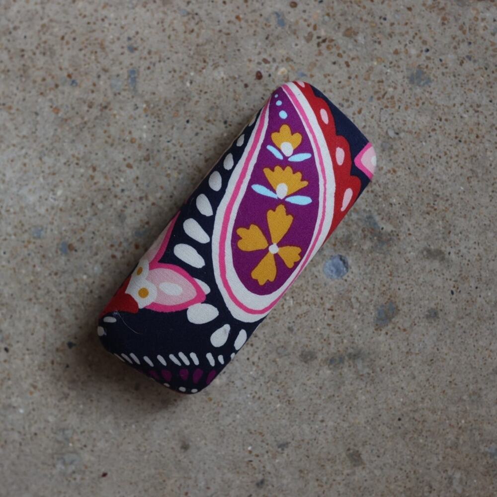 Vera Bradley Floral Eyeglasses Case Navy Pink Purple Paisley Quilted
